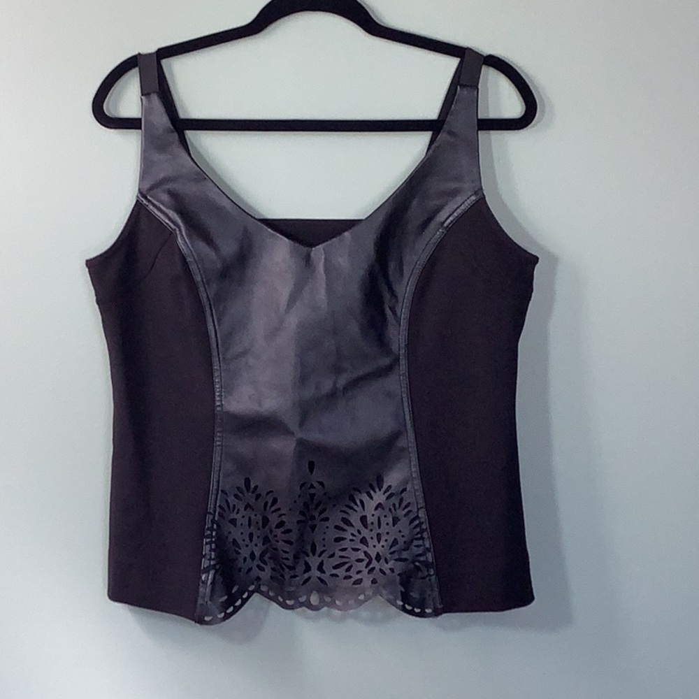 Super cute & sexy black pleather tank top Size L